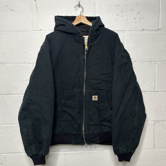 Vintage Carhartt Quilted Hooded Active Jacket “Black” J140 - Picture 1 of 8